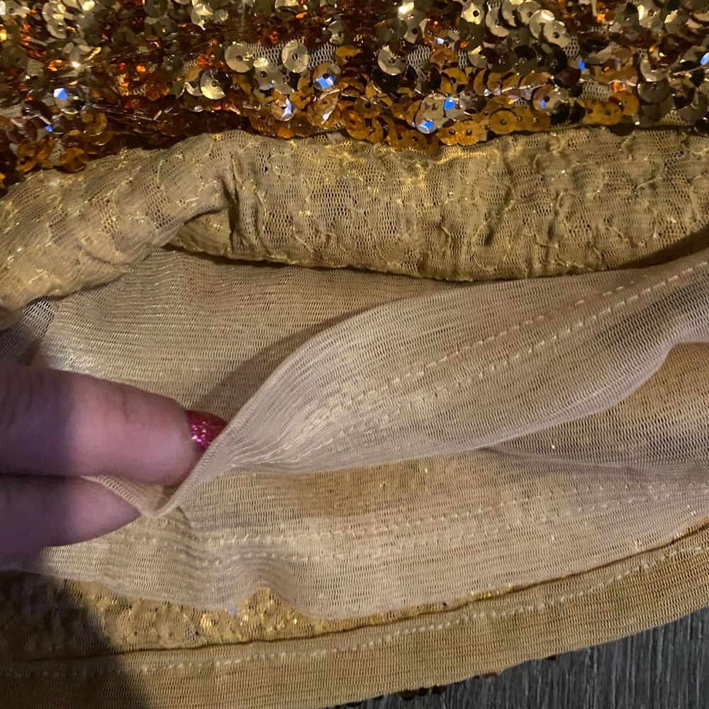 Gold Sequin Top Size Xs With Lining Custom Made E… - image 3